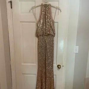 Badgley Mischka Blush Maria sequin gown 0 regular
